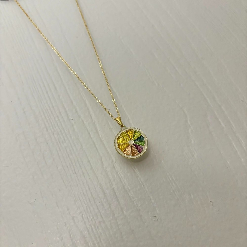 14K thick gold-plated "Colorful Sliced Lemon" bracelet